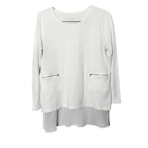 E.L.I White Pima Cotton Knit Sweatshirt Top